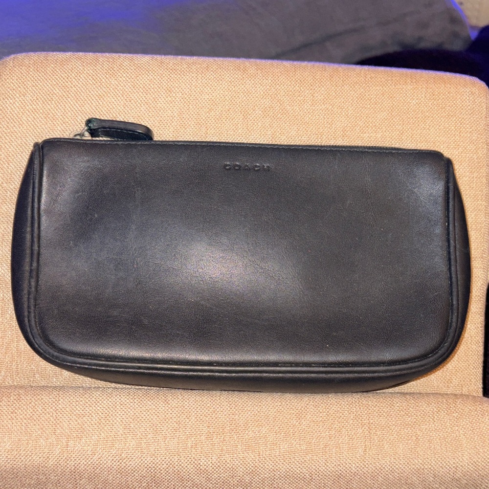 Coach Black Leather Toiletry Bag